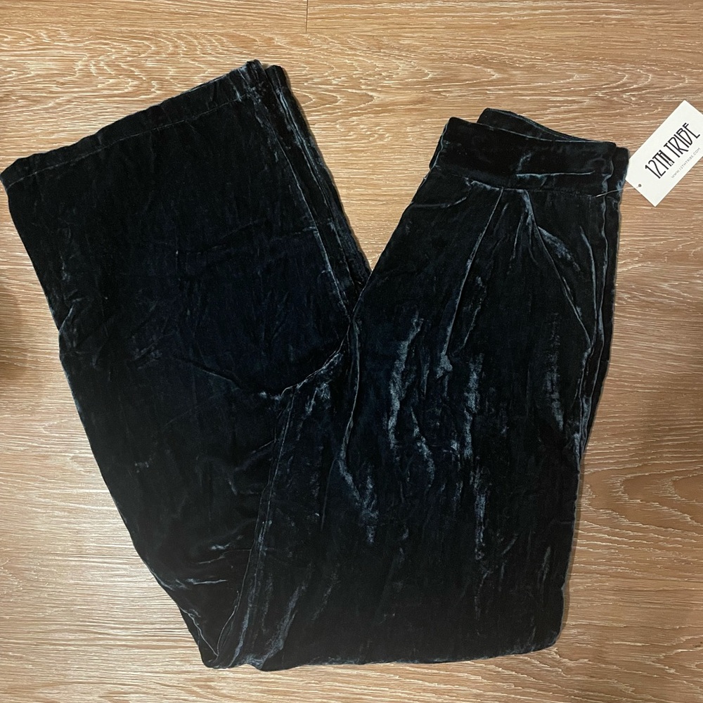 Navy Blue Velvet Pants